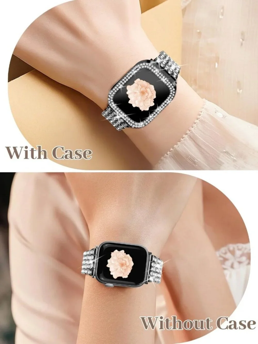 Luxury Diamond Bling Bands for Apple Watch 38mm-49mm, Metal Bracelet Strap